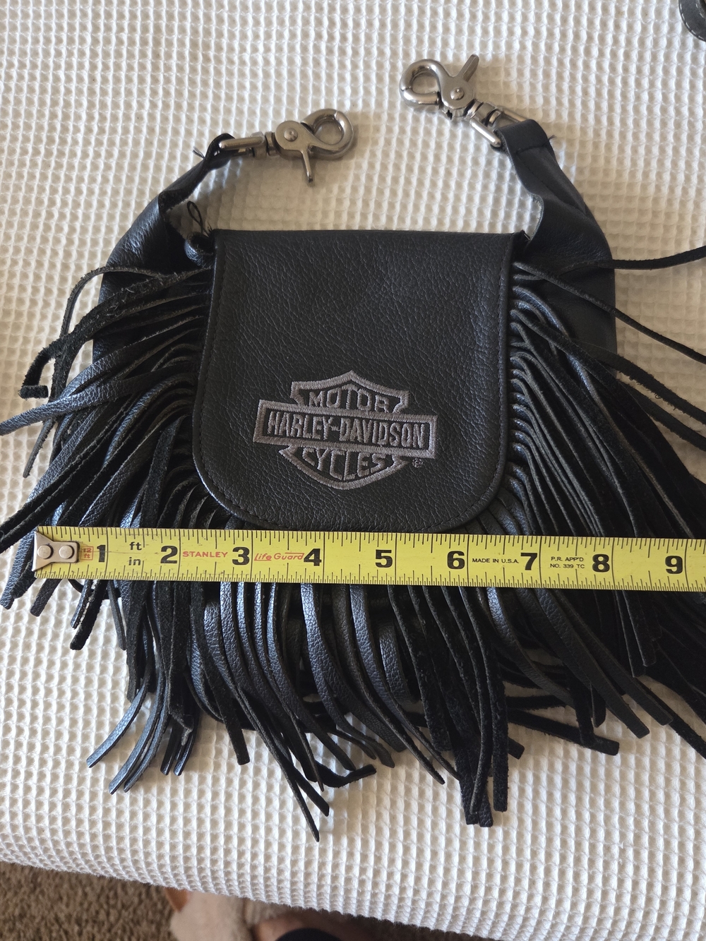 Harley-Davidson Black Leather Fringe Crossbody Bag - Picture 6 of 13